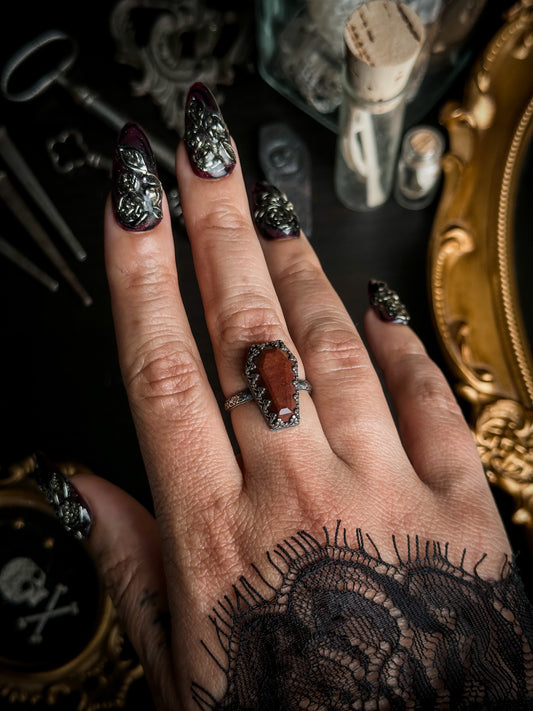 Red Jasper Petite Coffin Ring