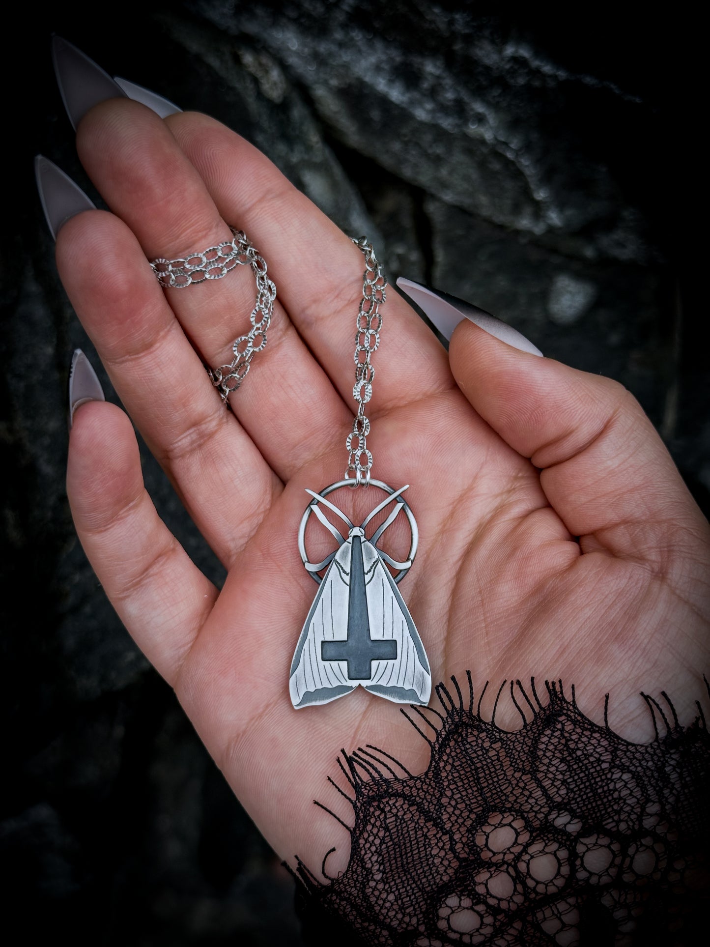 Goth Moth Necklace