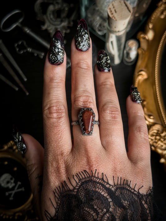 Red Jasper Petite Coffin Ring