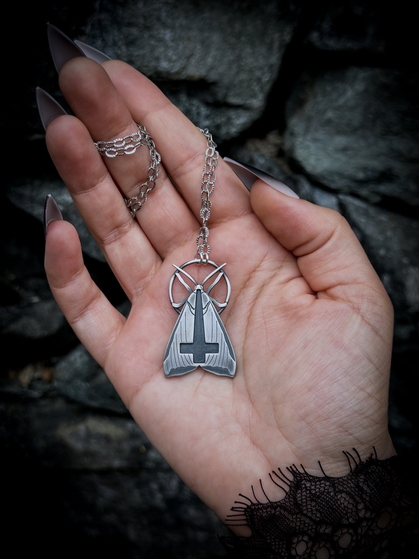 Goth Moth Necklace
